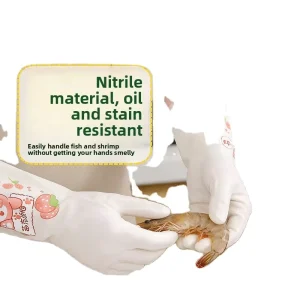 Strawberry themed Cartoon Print Nitrile Gloves Non slip Waterproof Abrasion resistant Snug Dish Household