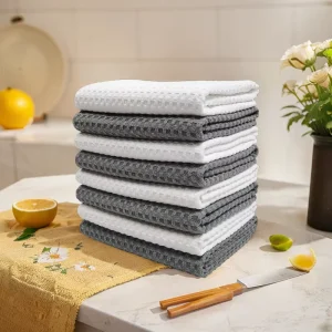 Sublimation Custom Printing Microfiber Waffle Weave Tea Towel Absorbent Quick Dry Reusable Eco friendly Embroidered Kitchen
