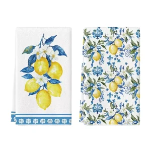 Summer Blue Linen Premium Quality Quick Dry Kitchen Dish Towel Bathroom Washcloth for Beach Guest Hotel Spa Gym Sport Yoga Home
