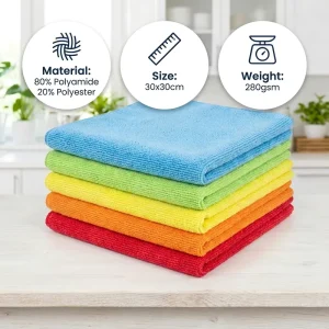 Super Absorbent 30*30cm Microfiber Cleaning Cloths Lint-free Quick Dry Towel for Car Kitchen and Household Cleaning