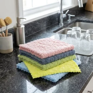 Super Absorbent Coral Fleece Kitchen Cleaning Towel Soft Microfiber Dish Cloth for Home