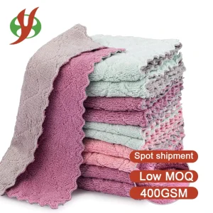 Super Absorbent Microfiber Solid Color Woven Rectangle Quick Dry Towel Kitchen Household Commercial