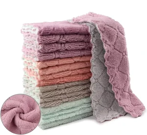 Super Absorbent Two Sided Microfiber Kitchen Towel Woven Quick Dry Cleaning Towel Dual Side Color