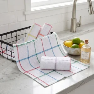 Super Absorbent Waffle Weave Kitchen Dish Cloth Checkered Pattern Dish Towels for Drying Dishes