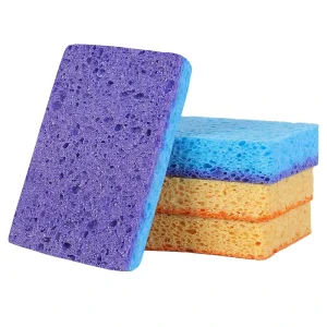 Super Decontamination Double Effect Kitchen Dishwashing Sponge Color Wood Pulp Scrubber and Scouring Pad