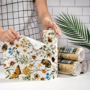 Supplier Microfiber Towel Antibacterial Kitchen Cleaning Cloth Roll Housework Wipe Wash Towel Easy Tear-Off Dishrags Custom Logo