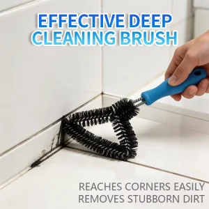 T Shape Dual Head Cleaning Brush Blue Plastic Handle + Twisted Steel Bristles