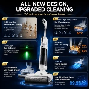 T40 5 in 1 Smart Cordless Floor Cleaner Handheld Wet Dry Vacuum Washer for Hard Floor Home Cleaning Appliance