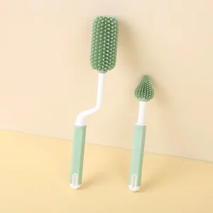 TPE Cleaning Bottle Brushes 2pcs Set Baby Feeding Pacifier Mini Cleaner Milk Bottle Brushes