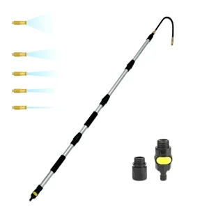 Telescopic Aluminum Gutter Cleaning Wand with Push Button Control Eco Friendly Reusable for Roof Downspout Cleaning