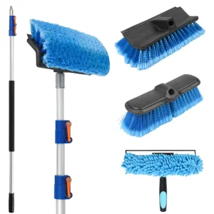 Telescopic Aluminum Window Cleaning Brush Set Siding Floor Cleaning Tool Microfiber Car Cleaning Brush