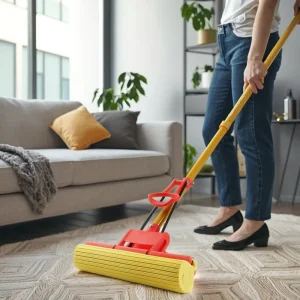 Telescopic Eco Friendly Household Cleaning Tools Metal Pole Sponge Mop Roller Rubber Rectangle Shape Free Handwash