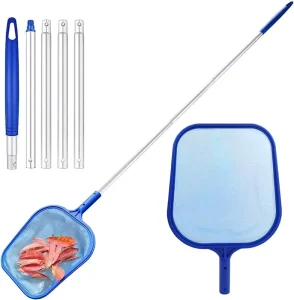 Telescopic Pool Skimmer Net Extra Fine Mesh Extendable Pole HeavyDuty PP Basket Fountains Spa Hot Tub Cleaning Leaf Removal Tool