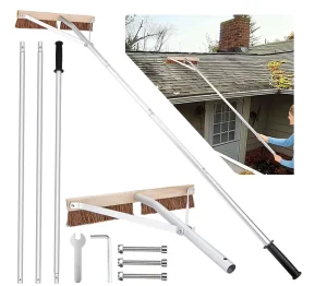 Telescopic Roof Cleaning Brush 21ft Natural Bristle Aluminum Pole for Leaf and Snow Removal