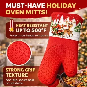 Thermal Insulation Silicone Baking Gloves & Mitts Set Cotton Lining Dishwasher Safe Eco-Friendly Custom Logo for Kitchen Use