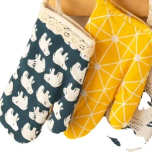 Thickened Cotton Material Oven Gloves Anti-scald Gloves Set for Home Use