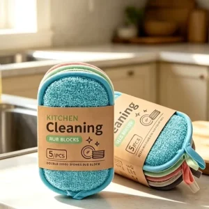 Thickened Double Sided Scouring Pad Microfiber Dishwashing Sponge Durable Kitchen Cleaning Sponges