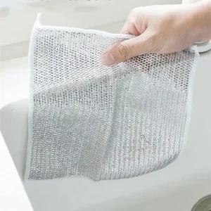 Thickened Steel Wire Cleaning Cloth Non-Scratch Double-layer Iron Microfiber Mesh Dishrag Washing Pot Rags Kitchen Towel