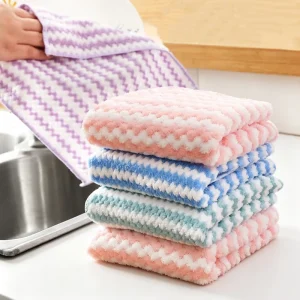 Thickened Washable Coral Velvet Dishcloth Water Absorption Kitchen Cleaning Cloths Dish Towels
