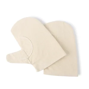 Thin Canvas Heat Insulation Oven Gloves Anti Scalding Non Slip Wear Resistant Straight Cuffs 25cm for Baking Cooking Barbecue