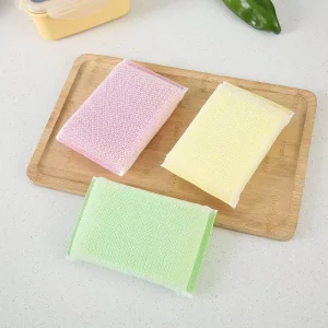 Three Pieces Thickened High Density Polyester Scouring Pad Reusable Eco-friendly Dishwashing Sponge for Cleaning Dishes Kitchen