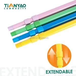 Tianyao TY PT38 Telescopic Broom Black Color 22/25MM Iron Coated Extendable 4.5M Home Floor Use Broom Mop Handle Italian Thread