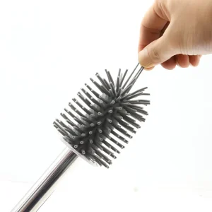 Toilet Brush Head 304 Stainless Steel Brush Rod TPR Soft Rubber Dense Bristles Soft Bristle