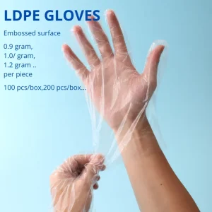 Transparent 1.2 Gram Disposable Embossed Gloves LDPE Gloves Used for Cleaning and Food Processing
