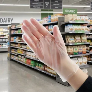 Transparent TPE Gloves with Hang Hole Retail Pack Disposable Poly Gloves for Supermarket Household Cleaning Car Washing