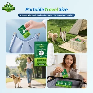 Travel Size Disposable Pet Ear Cleansing Wipes Infused Shea Butter Jojoba Oil Mild Soothing Care for Cat Dog Sensitive Ear Skin