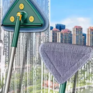 Triangular Window Cleaning Tool 2 in 1 Mop and Squeegee with Telescopic Handle for Glass and Floor