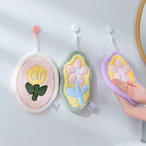 Tulip Theme Creative Hand Towels Ultra Absorbent Bath Towel with Loop Flower Decorative Towels Fun Gift Towels for Kids Women