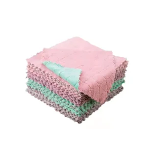 Two Color Fleece Duster Double Sided Household Cleaning Cloth for Wash Dry for Daily Use Cleaning Cloth