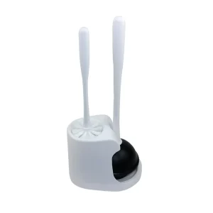 Two in One Household Toilet Brush and Plunger Set Plastic Toilet Brush Cleaning Set Bathroom Accessory with No Dead Angle