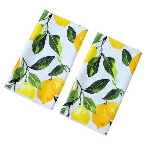 Ultra Absorbent Quick Dry Dish Drying Kitchen Towels Lemon Pattern Microfiber Cleaning Cloths Soft Lint Free for Counter Decor