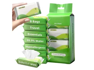 Ultra Portable Travel Mini Wet Wipes Pack with 100% Pure Water Compact and Gentle for On the Go Freshness Anytime Anywhere