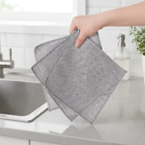 Ultra Soft Silver Thread Polyamide Square Microfiber Kitchen Scourer Towel for Daily Dish Washing Use