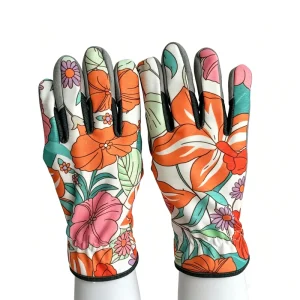 Unisex Floral Gardening Gloves Microfiber Palm Thorn Resistant Breathable Anti slip Half Finger UV Protection Cycling Garden