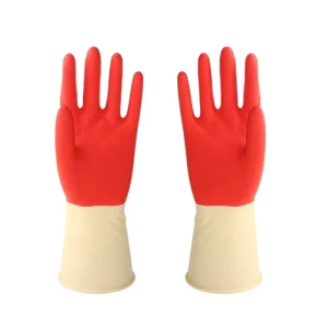 Unlined Household Gloves 50g Bi Color Latex Rubber Material with CE ROHS Certificate for Reusable Cleaning Dish Washing