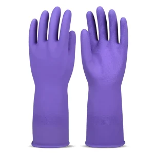Unlined Textured Palm Dip Molded Waterproof Non slip Reusable for Kitchen Dishwashing Latex Household Gloves