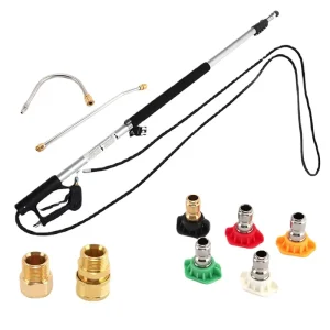 Up to 18FT Telescopic Cleaning Gun High Pressure Washer Telescoping Spray Wand for Car Washing
