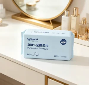 WIMARN Extra Thick 100% Cotton Disposable Cleansing Towels & Non-Shedding Wipes for Gentle Skin-Friendly Daily Beauty Care
