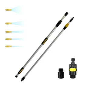 WP 248002 15.2FT Telescopic Gutter Cleaning Wand Push Button Control Aluminum High Reach Roof Cleaner Eco Friendly