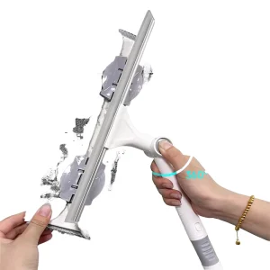 WS375 Eco Friendly Telescopic Rod Glass Cleaning Brush Plastic Squeegee Double Sided Long Multi Purpose Window Cleaning Tool