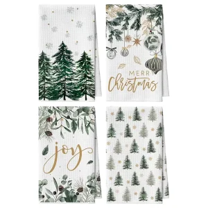 Waffle Weave Kitchen Towels Microfiber Quick Dry Absorbent Dish Towels Holiday Decorative Hand Towels for Home Kitchen