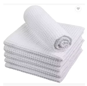 Waffle Weave Square Microfiber Cleaning Cloth 6 Pack Highly Absorbent Reusable Kitchen Towels for Household Use