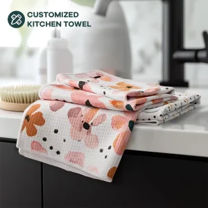 Waffle Weave Waffle Custom Kitchen Towel Personalized Kitchen Towel Manufacturer Dish Towels