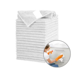 Warp-Knitted Microfiber Cleaning Cloths Customizable Durable Square Absorbent Plain Kitchen Towels