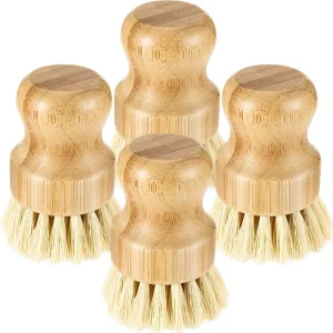 Wash Dishes Pots Pans Vegetables Soap Dispenser Eco Friendly Bamboo Handle Kitchen Brush with Sisal Bristles Lightweight