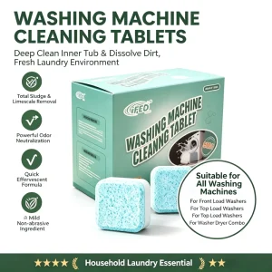 Washing Machine Cleaner Tablets for ALL Front & Top Loader Washer Machines Cleans Residue and Odors From Drum & Seals